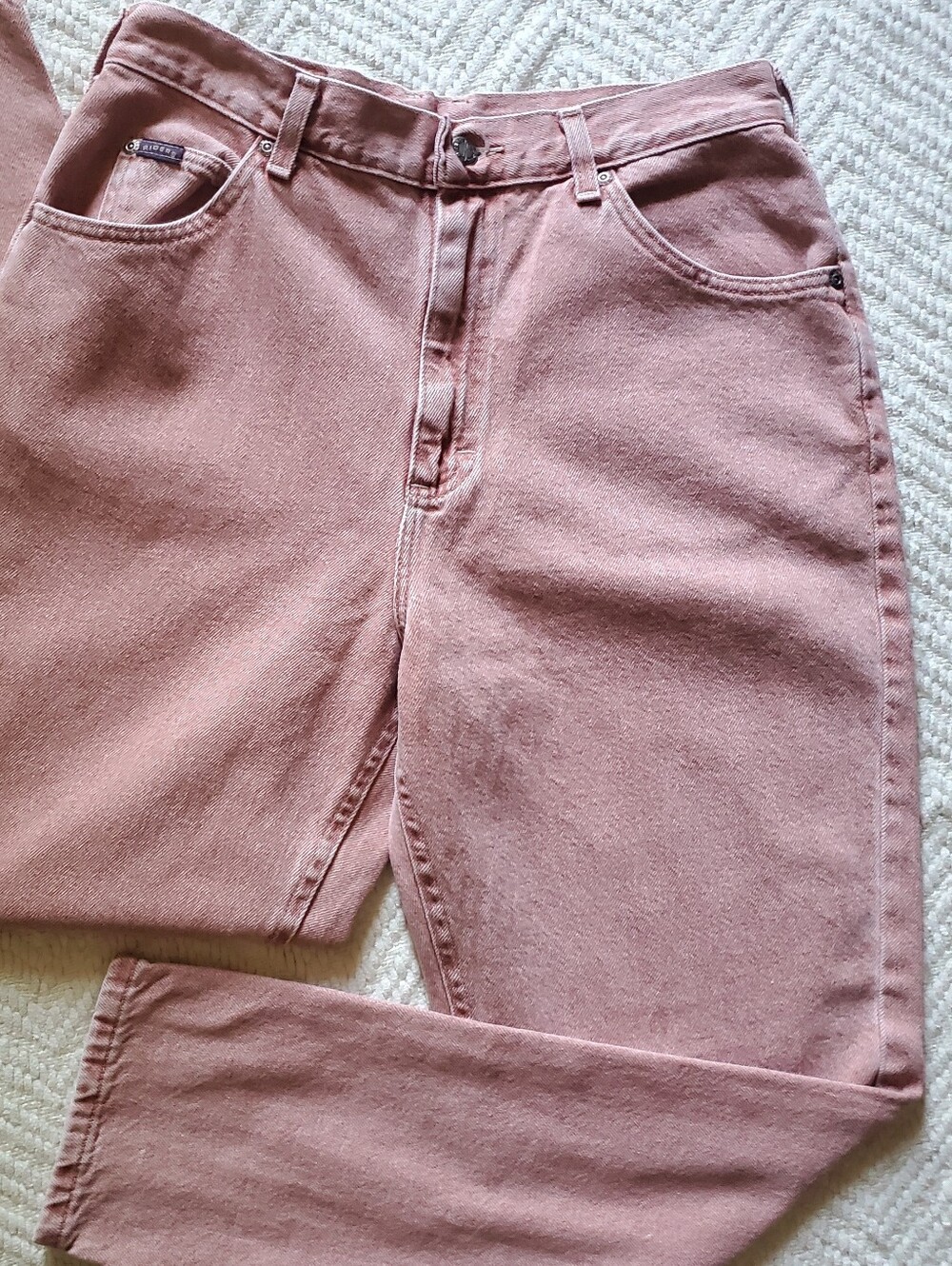 Vintage 90s Riders By Lee Dusty Rose Colored Denim Tapered Western Boho Jeans